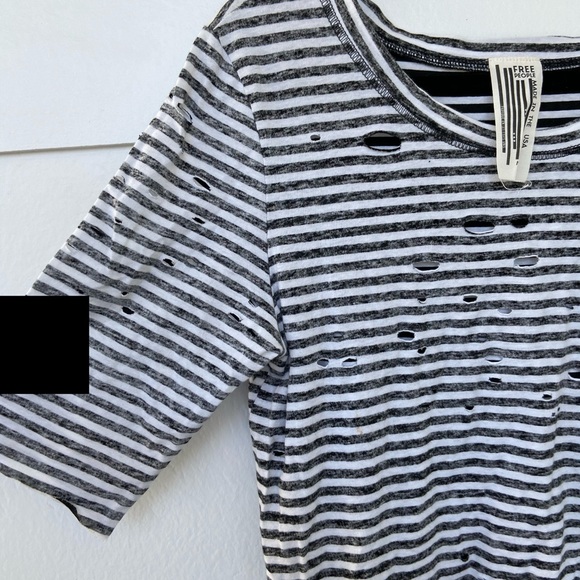 NWOT Free People Destroyed Stripe Tommy Tee M - Picture 5 of 6